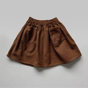 Brown Corduroy Skirt with Pockets